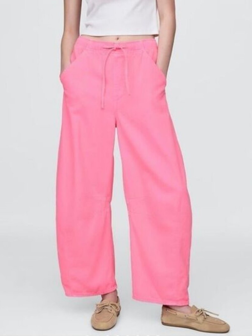 Gap Mid Rise Easy Horseshoe Denim Jeans Neon Pink NWOT Oversized M